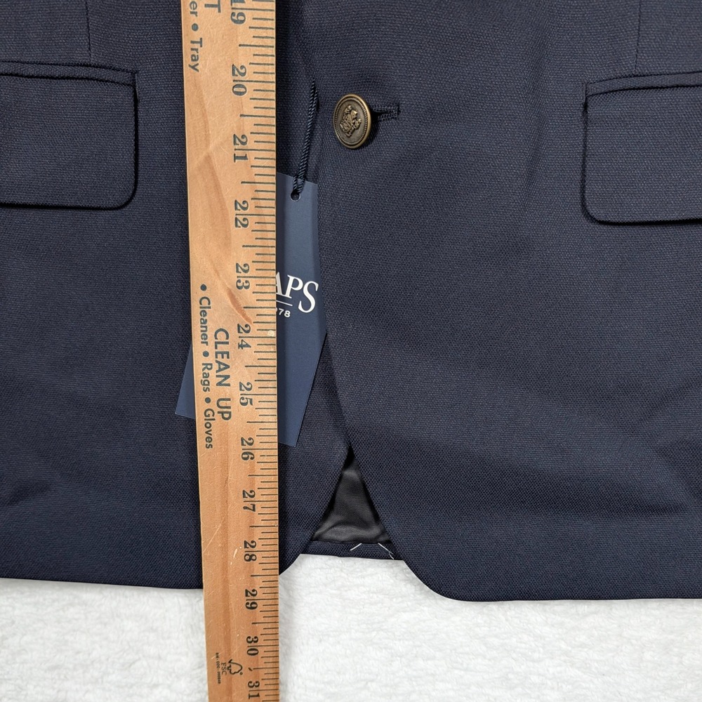 Chaps Sport Coat Mens 40S Navy Blue Classic Fit 2-Button Gold Crest Blazer NEW - Picture 6 of 11